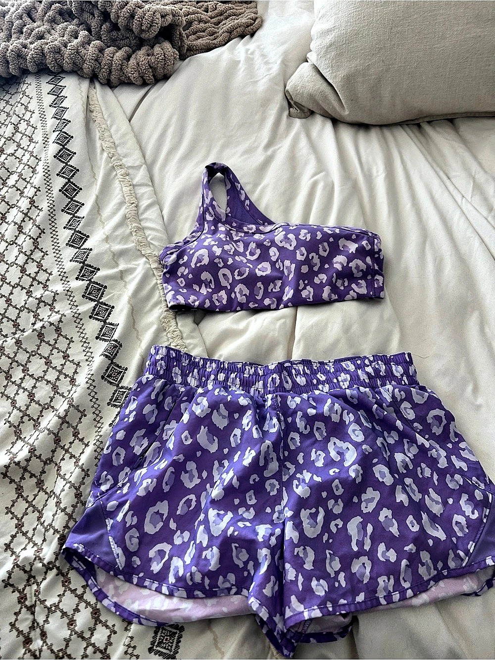 Purple Animal Print Shorts and sports bra Size Small